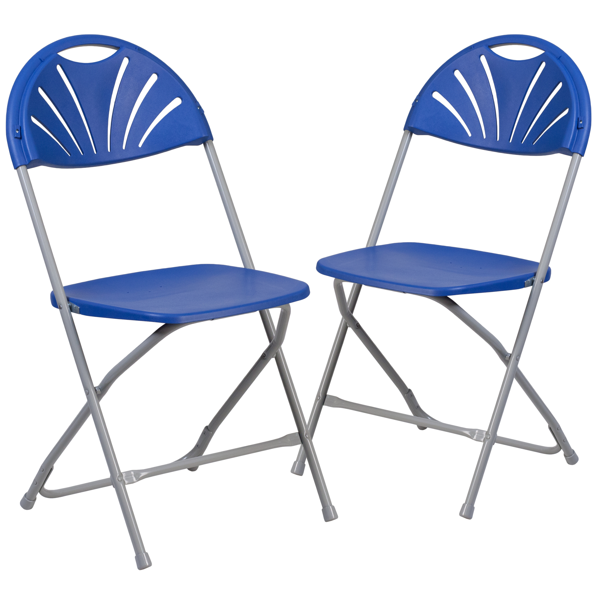 Flash Furniture, 650 lb. Rated Blue Plastic Fan Back Folding Chair, Included (qty.) 2 Model# 2LEL4BL